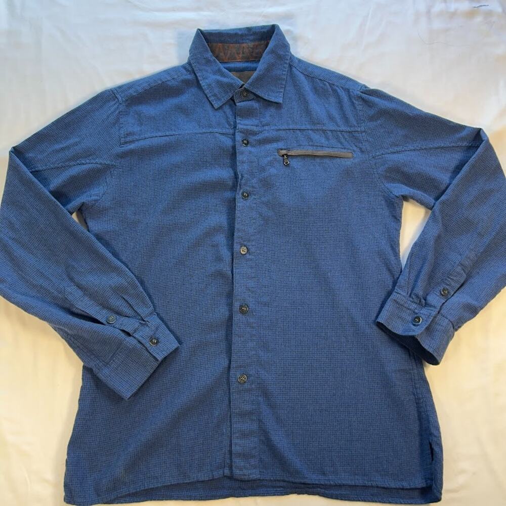 Comstock & Co Men's Indigo Long Sleeve M Cotton Dobby Shirt Zipper Pocket